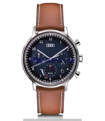Мужские наручные часы хронограф Audi Chronograph Solar-powered, Mens, blue/brown, артикул 3101900100