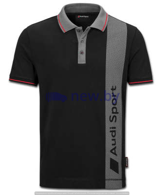 Мужская рубашка-поло Audi Sport Poloshirt, Mens, Black/Grey, артикул 3131801102