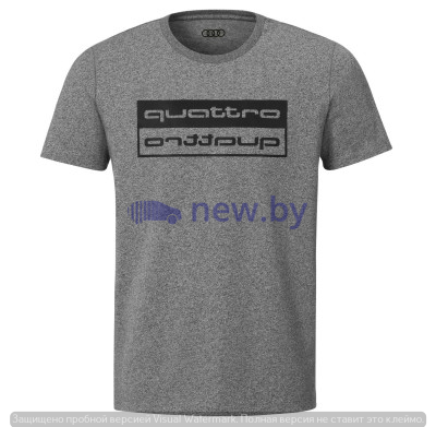 Мужская футболка Audi quattro Mens T-Shirt, Grey / Black Print, артикул 3131900106