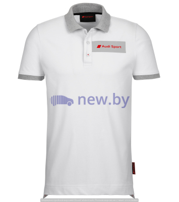 Мужская рубашка-поло Audi Sport Poloshirt, Mens, White/Grey, артикул 3132001002