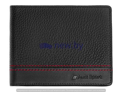 Мужской кожаный кошелек Audi Sport Wallet Leather, Mens, black/red, артикул 3151901200