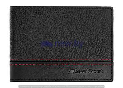 Мужской кожаный мини-кошелек Audi Sport mini Wallet Leather, Mens, black/red, артикул 3151901300