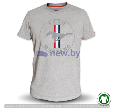 Мужская футболка Ford Mustang T-Shirt Jacket, Men, Grey, артикул 35021214