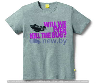 Мужская футболка Volkswagen Beetle T-Shirt, Men's, Will We Ever Kill The Bug, Grey, артикул 5C1084200AKU4