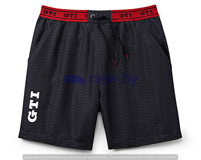 Мужские шорты-плавки Volkswagen GTI Swimming Shorts, Black/Red, артикул 5KA084580D
