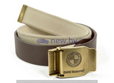 Текстильно-кожаный ремень унисекс BMW Motorrad Belt, Unisex, Canvas-Leather, Beige/Brown, артикул 76129898228