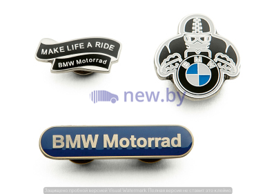 Набор из трех металлических значков BMW Motorrad Metal Pin Set, артикул 76899898244