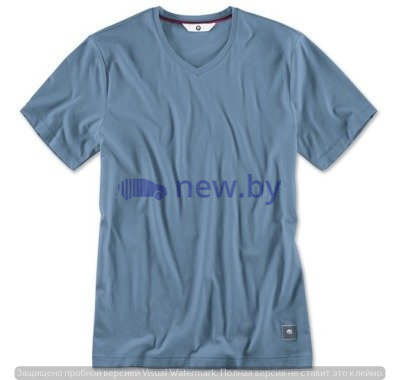 Мужская футболка BMW V-Neck T-Shirt, Men, Steel Blue, артикул 80142411072