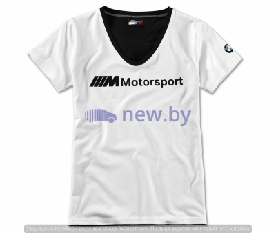 Женская футболка BMW M Motorsport Logo T-Shirt, Ladies, White/Black, артикул 80142461071