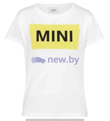 Женская футболка MINI T-Shirt Wordmark Signet Women’s, White/Energetic Yellow, артикул 80145A0A501