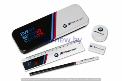 Детский канцелярский набор BMW M Motorsport Pen and Pencil Case, Black/White, артикул 80242461139