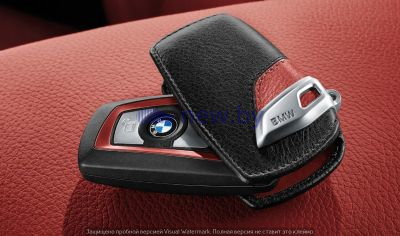 Кожаный футляр для ключа BMW Leather Key Case Sport Line, Red-Black, артикул 82292219909