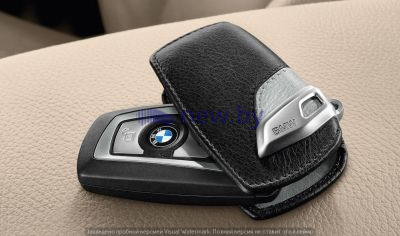 Кожаный футляр для ключа BMW Leather Key Case Urban Line, Black-Grey, артикул 82292219913