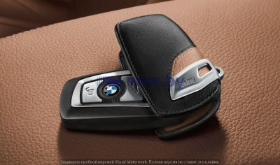 Кожаный футляр для ключа BMW Leather Key Case Luxury Line Brown Black, артикул 82292219917