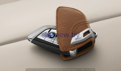 Кожаный футляр BMW для ключа со стальным зажимом, цвет Saddle Brown (коричневый), артикул 82292408818