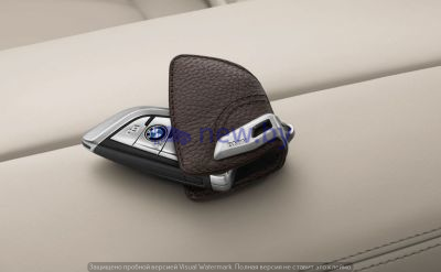 Кожаный футляр BMW для ключа со стальным зажимом, цвет Mokka (кофейный), артикул 82292408819