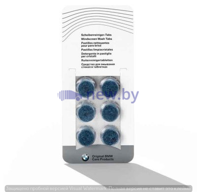 Очиститель стекол в таблетках BMW Car Windscreen Window Glass Cleaner Wash Tabs 6-Pack, артикул 83122298202