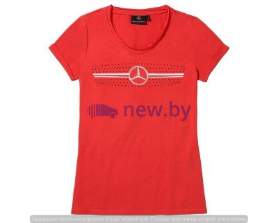 Женская футболка Mercedes Women's T-shirt, The radiator grille motif, Red, артикул B66954258