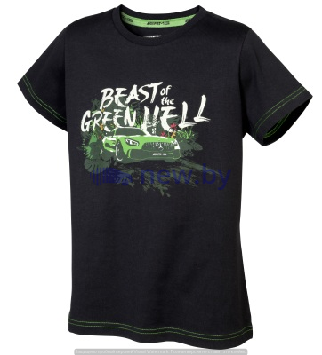Детская футболка Mercedes-AMG Children's T-shirt, black / green, артикул B66954674