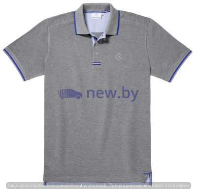 Мужская футболка поло Mercedes-Benz Men's Polo Shirt, Grey / Royal Blue, артикул B66956677