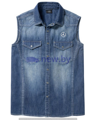 Мужская рубашка без рукавов Mercedes-Benz Men's Denim Shirt, Trucker, Blue, артикул B67871183
