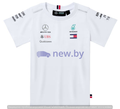 Детская футболка Mercedes Children's T-shirt, F1 Driver, White, артикул B67996175