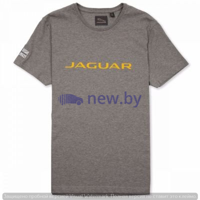 Мужская футболка Jaguar Men's Wordmark Graphic T-shirt, Grey Marl / Yellow, артикул JCTM030GMB