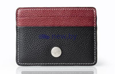 Кожаное портмоне для кредитных карт Jaguar Heritage Card Holder, Black/Burgundy, артикул JFLG352BKA