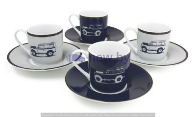 Набор из четырех чашек с блюдцами для эспрессо Land Rover Heritage Espresso Set4, артикул LFGF363NVA
