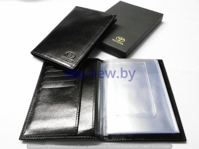 Кожаная обложка для авто-документов Toyota Leather Documents Case, Black, артикул OT1100350T