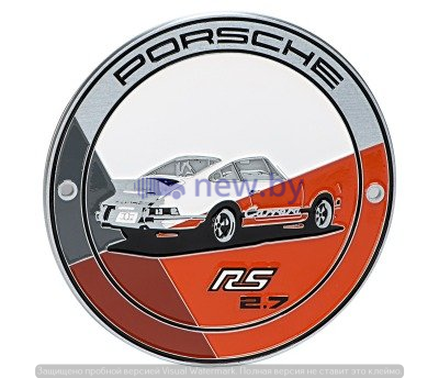 Эмблема на решетку радиатора Porsche Grille badge RS 2.7 Limited edition, grey/orange, артикул WAP0500500J